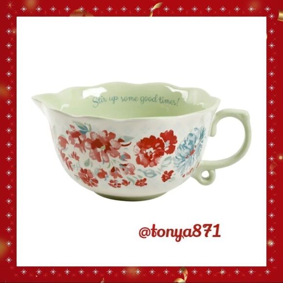 🦋 New Pioneer Woman Stoneware Batter Mixing Bowl with Handle & Sprout - Picture 3 of 6